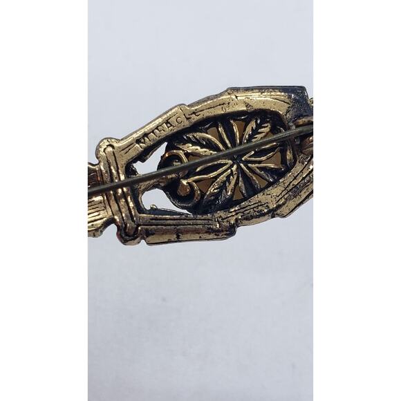 Vintage Brooch Celtic Scepter Dagger Bohemian Glass Scottish Sword England - Picture 5 of 10